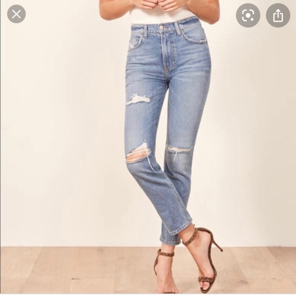 Reformation high rise cigarette destroy wash sz 27